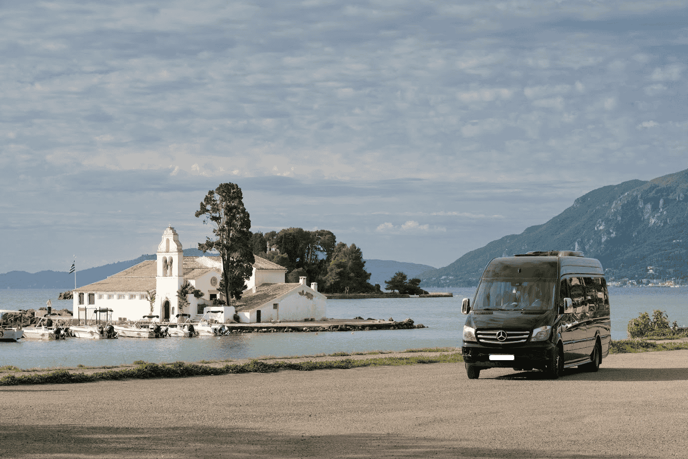 Corfu tours airport-port transfer van